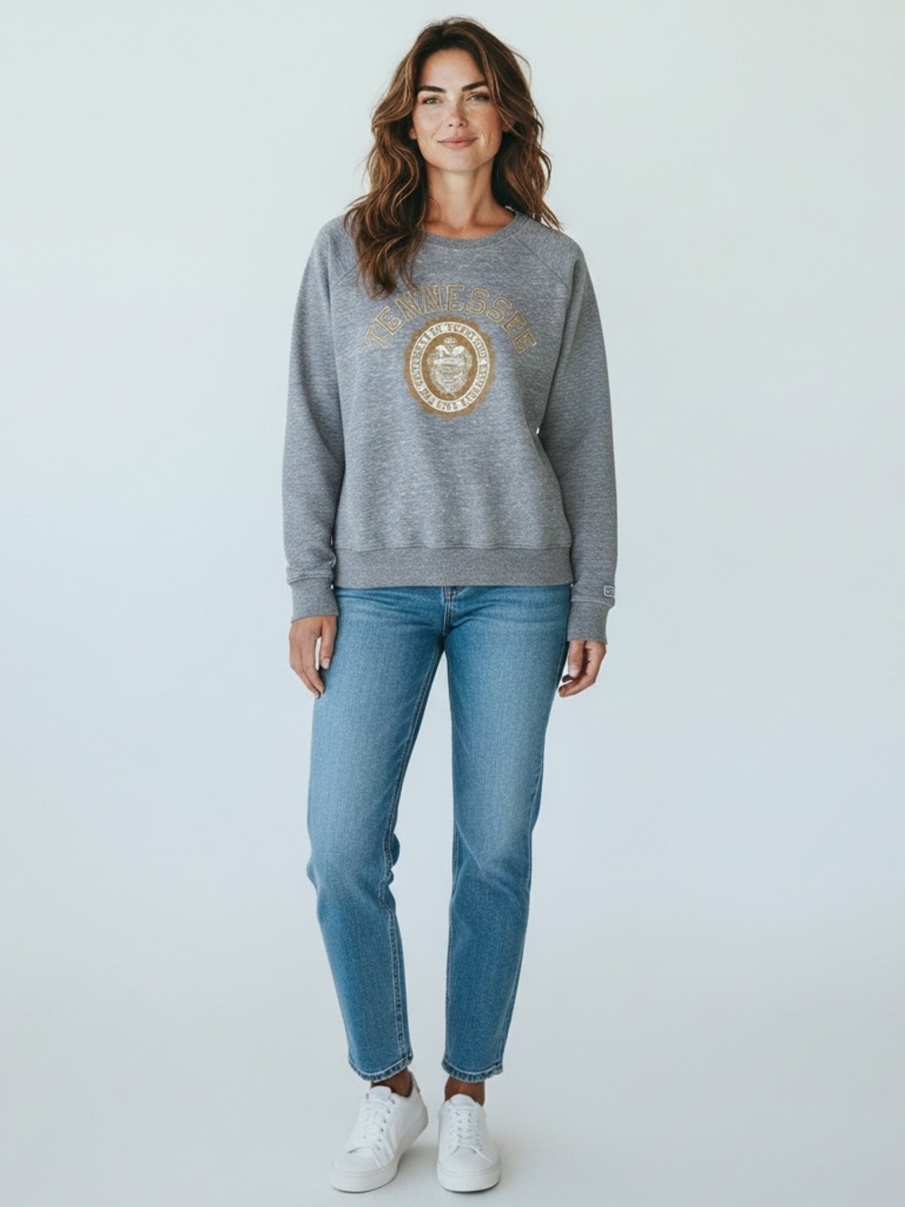 Women's Grey Crewneck Sweatshirt with Tennessee Seal